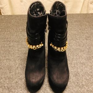 Black Rhinestone Chain Stiletto Ankle Boots